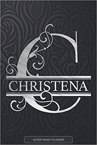 okumak Christena: Silver Monogram Letter C The Christena Name - Christena Name Custom Gift Planner Calendar Notebook Journal