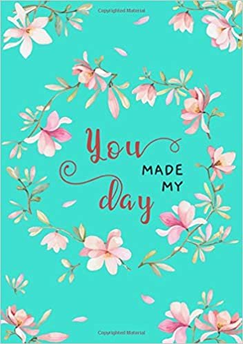 okumak You Made My Day: B5 Large Print Password Notebook with A-Z Tabs | Medium Book Size | Cutie Circle Flower Frame Design Turquoise