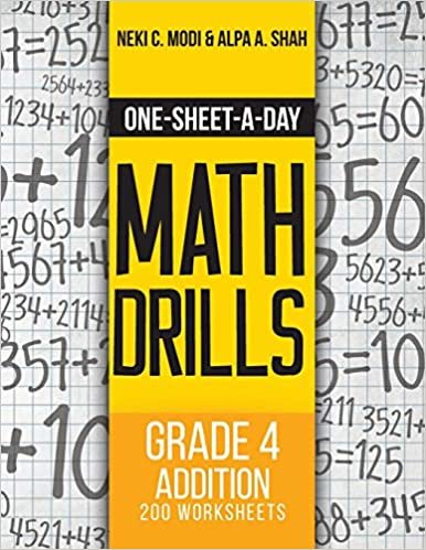 okumak One-Sheet-A-Day Math Drills: Grade 4 Addition - 200 Worksheets (Book 9 of 24)