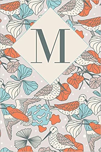 okumak M: Letter M Journal, Snipes With Foliage, Personalized Notebook Monogram Initial, 6 x 9