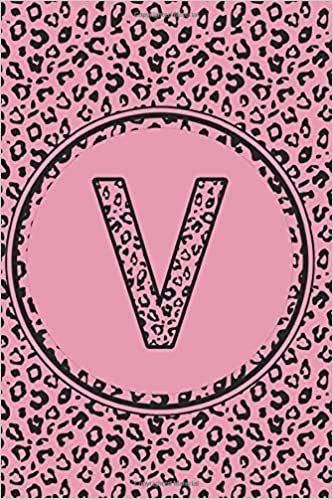 okumak V: Personalized Initial V Monogram Lined Notebook Pink Leopard journal gift for Girls and Women :110 Pages, 6x9, Soft Cover, Matte Finish