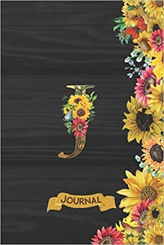 okumak J Journal: Spring Sunflowers Journal Monogram Initial J Lined and Dot Grid Notebook | Decorated Interior