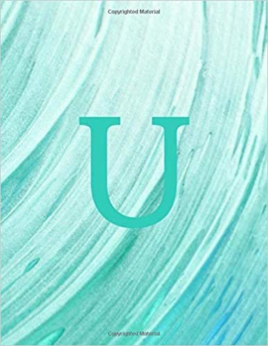 okumak U: Monogram Initial U Notebook for Women and Girls-Seafoam Blue Swirl-120 Pages 8.5 x 11