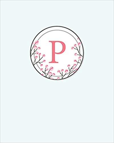 okumak P: 110 Dot-Grid Pages | Monogram Journal and Notebook with a Classic Light Blue Background and Vintage Floral Watercolor Design | Personalized Initial Letter Journal | Monogramed Composition Notebook