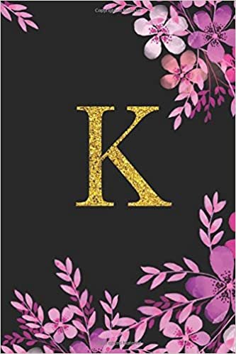 okumak K. Monogram Initial K Letter Blank Lined Personalized Gift Journal Notebook. Pretty Watercolor Flower Floral Gold Letter Cover Design. 6x9. 120 Pages.