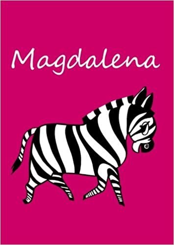 okumak personalisiertes Malbuch / Notizbuch / Tagebuch - Magdalena: Zebra - A4 - blanko - pink