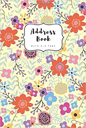 okumak Address Book with A-Z Tabs: 4x6 Contact Journal Mini | Alphabetical Index | Pretty Floral Leaf Design Yellow
