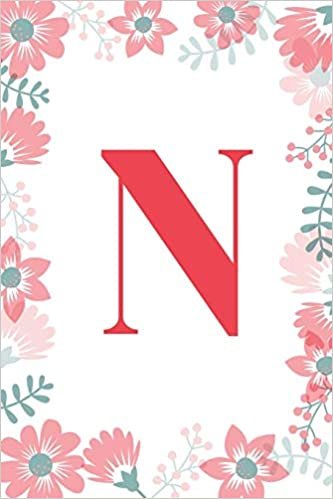 okumak N: Monogram Initial N Journal for Girls and Women, White Floral 6 x 9