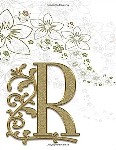 okumak R: Monogram Initial R Notebook/Journal for Women, Men, Girls, Boys and School kids, Pink Floral 8.5 x 11 | Lined | Gold Monogram Letter R with flowers