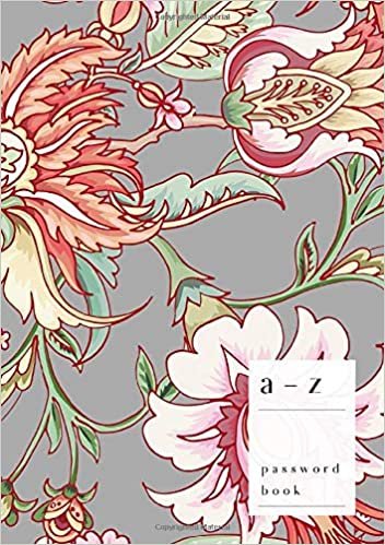 okumak A-Z Password Book: A5 Medium Password Notebook with A-Z Alphabet Index | Large Print Format | Tropical Fantasy Flower Design | Gray