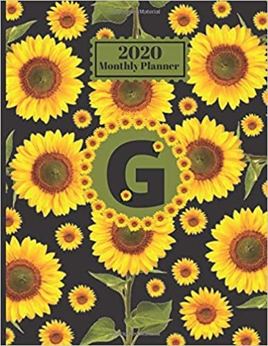 okumak 2020 Monthly Planner: Personalized Monogram Initial G Letter G Appointment Calendar Organizer And Journal For Writing Sunflowers Floral Design