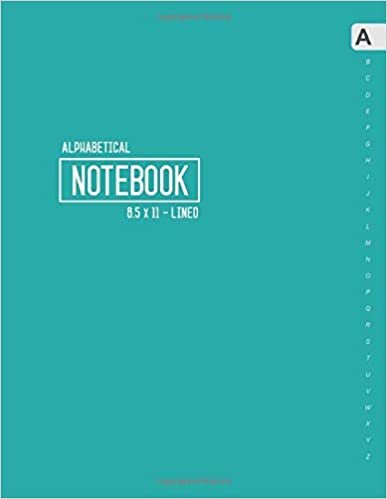 okumak Alphabetical Notebook 8.5 x 11: Large Lined-Journal Organizer with A-Z Tabs Printed | Smart Teal Design