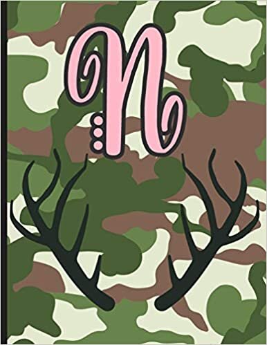 okumak N: Camouflage Monogram Initial N Notebook for Girls | 8.5&quot; x 11&quot; - 100 pages, College Ruled| Camo, Hunting, Huntress, Outdoors, Country