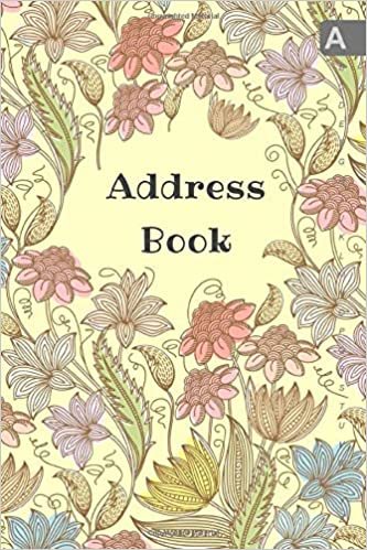 okumak Address Book: 6x9 Medium Contact Notebook Organizer | A-Z Alphabetical Sections | Large Print | Curl Vintage Flower Design Yellow