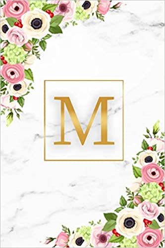 okumak M: Marble &amp; Gold Initial Monogram Letter M Blank Dot Grid Bullet Notebook for Notes &amp; Writing - Pretty Floral Personalized Journal &amp; Diary for Women and Girls with Dot Gridded Pages.
