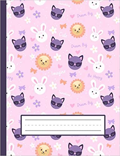 okumak Cute Lions, Rabbits, Raccoons - Lion Primary Composition Notebook For Kindergarten To 2nd Grade (K-2) Kids: Standard Size, Dotted Midline, Blank Handwriting Practice Paper Notebook For Girls, Boys