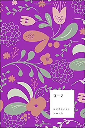 okumak A-Z Address Book: 6x9 Medium Notebook for Contact and Birthday | Journal with Alphabet Index | Vintage Blooming Flower Cover Design | Purple