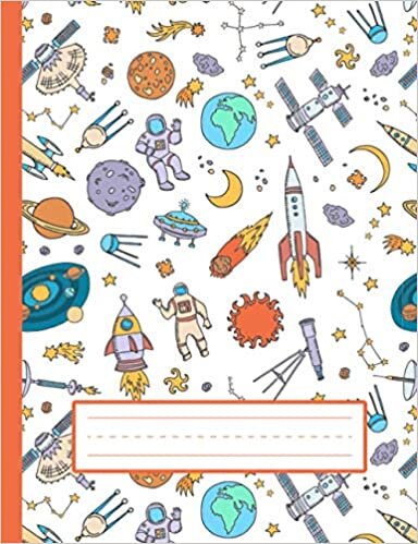 okumak Colorful Astronauts, Rockets - Astronaut Primary Composition Notebook For Kindergarten To 2nd Grade (K-2) Kids: Standard Size, Dotted Midline, Blank Handwriting Practice Paper Notebook For Girls, Boys