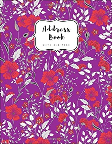 okumak Address Book with A-Z Tabs: A4 Contact Journal Jumbo | Alphabetical Index | Large Print | Botanical Wild Flower Design Purple