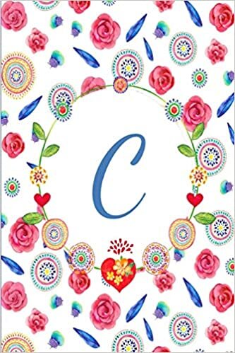 okumak C: Beautiful Mandala And Rose Flower Journal, Monogram Initial Letter C Lined Paper