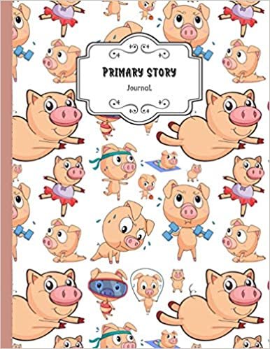 okumak Primary Story Journal: Pig Kindergarten Journal with Drawing Area | Composition Notebook with Dotted Midline and Picture Space | Grade Level K-2 ... for Kids | Perfect for Homeschool Children