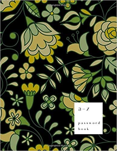 okumak A-Z Password Book: 8.5 x 11 Big Password Notebook with A-Z Alphabet Index | Large Print Format | Drawing Wildflower Design | Black