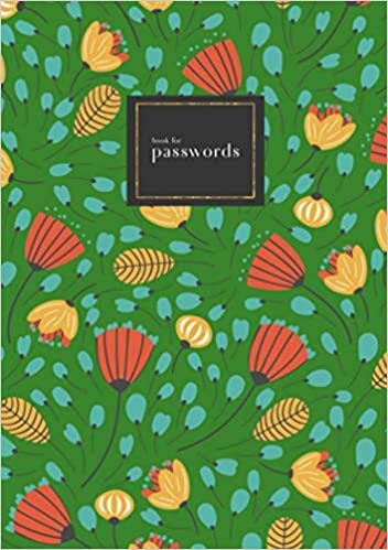 okumak Book for Passwords: A5 Medium Internet Address Notebook with A-Z Alphabetical Index | Massive Pastel Floral Design | Green