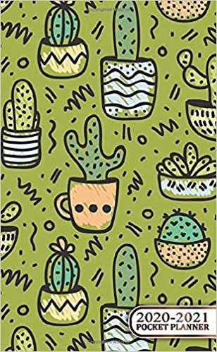 okumak Pocket Planner 2020-2021: Teacup Potted Cactus Two Year Monthly Planner &amp; Schedule Agenda - Nifty 2 Year Organizer &amp; Calendar with Inspirational Quotes, Phone Book, U.S. Holidays, Vision Board &amp; Notes