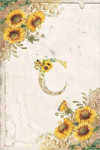 okumak Vintage Sunflower Notebook: Sunflower Journal, Monogram Letter C Blank Lined and Dot Grid Paper with Interior Pages Decorated With More Sunflowers:Small