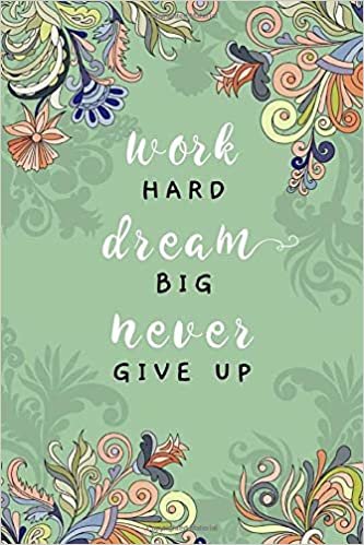 okumak Work Hard, Dream Big, Never Give Up: 4x6 Password Notebook with A-Z Tabs | Mini Book Size | Indian Curl Ornamental Floral Design Green