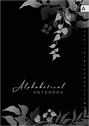 okumak Alphabetical Notebook: A4 Lined-Journal Organizer Large | A-Z Alphabetical Tabs Printed | Cute Shadow Floral Decoration Design Black