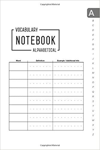 okumak Vocabulary Notebook Alphabetical: 6x9 Medium Notebook 3 Columns with A-Z Tabs Printed | Smart Design White