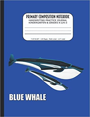 okumak Primary Composition Notebook | Handwriting Practice Journal Kindergarten &amp; Grades K-2/K-3: Save the Whales Notebook | Handwriting Practice Paper with ... | 120 Lined Pages | Size 7.44&quot;x9.69&quot;
