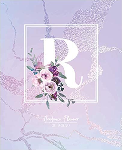 okumak Academic Planner 2019-2020: Purple Pink and Blue Matte Iridescent with Flowers Monogram Letter R Academic Planner July 2019 - June 2020 for Students, Moms and Teachers (School and College)