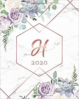okumak 2020: Abstract Rose Gold Monogram Letter H Weekly Organizer &amp; Agenda for Girls &amp; Women - To-Do’s, Inspirational Quotes &amp; Funny Holidays, Vision Boards &amp; Notes - Girly Floral Collection