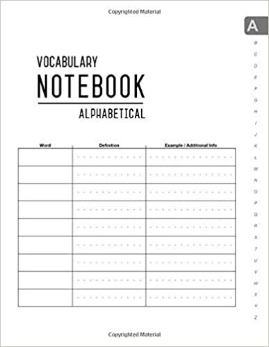 okumak Vocabulary Notebook Alphabetical: 8.5 x 11 Large Notebook 3 Columns with A-Z Tabs Printed | Smart Design White