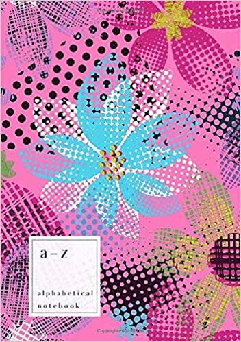 okumak A-Z Alphabetical Notebook: A5 Medium Ruled-Journal with Alphabet Index | Abstract Grunge Flower Cover Design | Pink