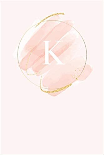 okumak K: 110  Sketchbook Pages (6 x 9)  | Light Pink Monogram Sketch and Doodle Notebook with a Simple Modern Watercolor Emblem | Personalized Initial Letter | Monogramed Sketchbook