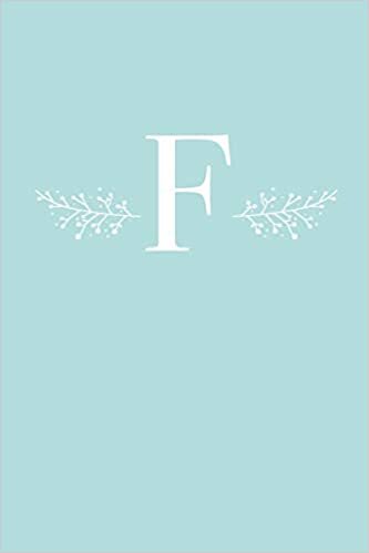 okumak F: 110 College-Ruled Pages (6 x 9) | Light Blue Monogram Journal and Notebook with a Simple Floral Emblem | Personalized Initial Letter Journal | Monogramed Composition Notebook