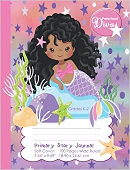 okumak Mermaid Primary Story Journal With Picture Space Preschool: Draw And Write 100 Page Dotted Midline Cute Preschool Diva Mermaid Composition Notebook Grades K-2 | School Exercise Book For Girls