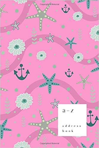 okumak A-Z Address Book: 6x9 Medium Notebook for Contact and Birthday | Journal with Alphabet Index | Starfish Ocean Stripe Cover Design | Pink