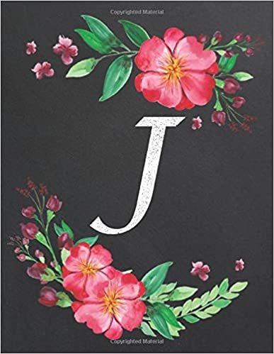 okumak J: Monogram Initial J Notebook for Women and Girls, Floral Design, Lined Pages (Composition Book, Personalized Journal) (8.5 x 11 Large)