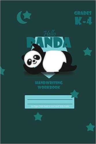 okumak Hello Panda Primary Handwriting k-4 Workbook, 51 Sheets, 6 x 9 Inch Olive Green Cover