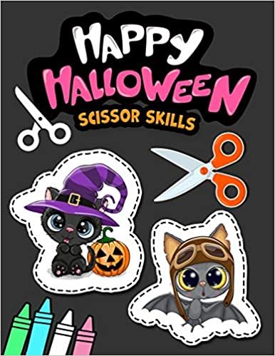 okumak Happy Halloween Scissor Skills: Preschool Activity Book for Kids to Learn the Basics of Cutting, Pasting, and Coloring