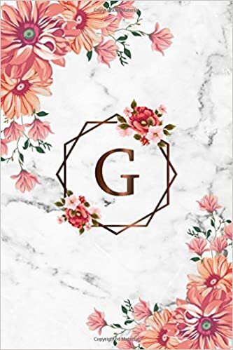 okumak G: Cute Initial Monogram Letter G College Ruled Notebook. Personalized Name Journal &amp; Diary with Medium Lined Pages for Writing &amp; Notes for Girls and Women - Nifty Grey Marble Floral Print