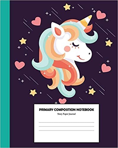 okumak Primary Composition Notebook Story Paper Journal: Elementary Grades K-2 Story Writing Book | Half Blank Picture Box and Dashed Midline | Magic Unicorn