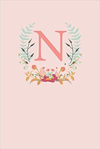 okumak N: A Simple Pink Floral Wreath Monogram Sketchbook | 110 Sketchbook Pages (6 x 9) | Floral Watercolor Monogram Sketch Notebook | Personalized Initial Letter Journal | Monogramed Sketchbook