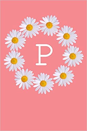 okumak P: Monogram Initial Notebook Journal with Beautiful Wild Flower Pink Cover