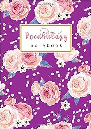 okumak Vocabulary Notebook: A5 Notebook 3 Columns Medium | A-Z Alphabetical Tabs Printed | Beautiful Sweet Floral Rose Design Purple