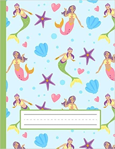 okumak Colorful Mermaids, Starfishes - Mermaid Primary Composition Notebook For Kindergarten To 2nd Grade (K-2) Kids: Standard Size, Dotted Midline, Blank Handwriting Practice Paper Notebook For Girls, Boys